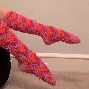 Zig Zag knee high fluffy socks